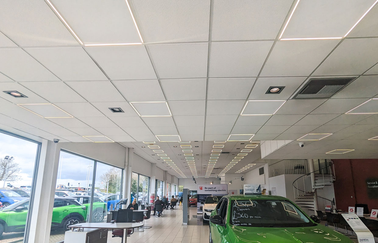 Wilson and Co Car Showroom fitted with LED Halo Panels