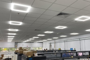 Production area with new LED Halo Panel Lighting