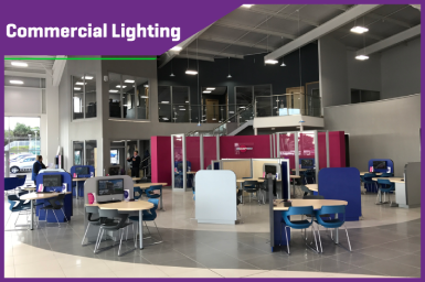 The CEMA Commercial Lighting range offers some of the highest energy efficient LED lighting products on the UK market suitable for a number of different commercial applications such as offices, car showrooms and forecourts, schools and colleges and leisure centres