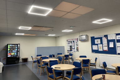 LED Halo Panels add stylish illumination to canteen and break areas.
