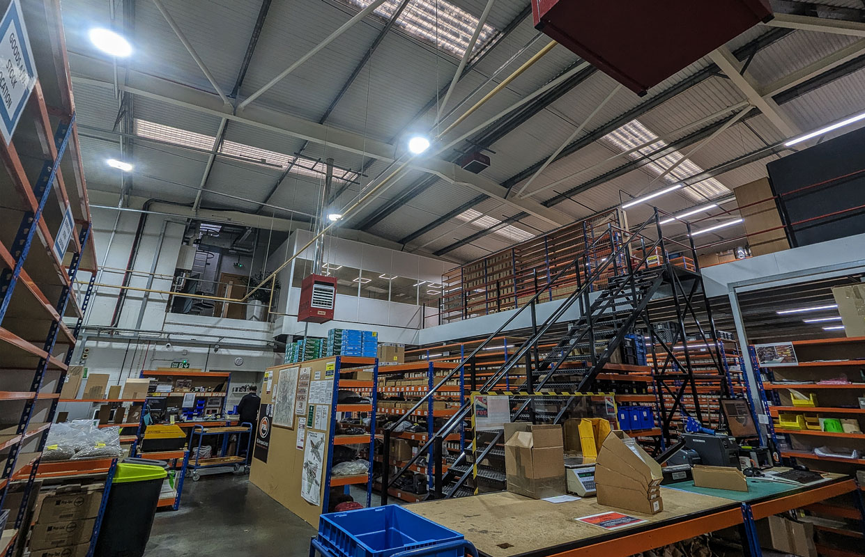 Super Lumen Highbays installed at the FSL Aerospace Ltd Warehouse