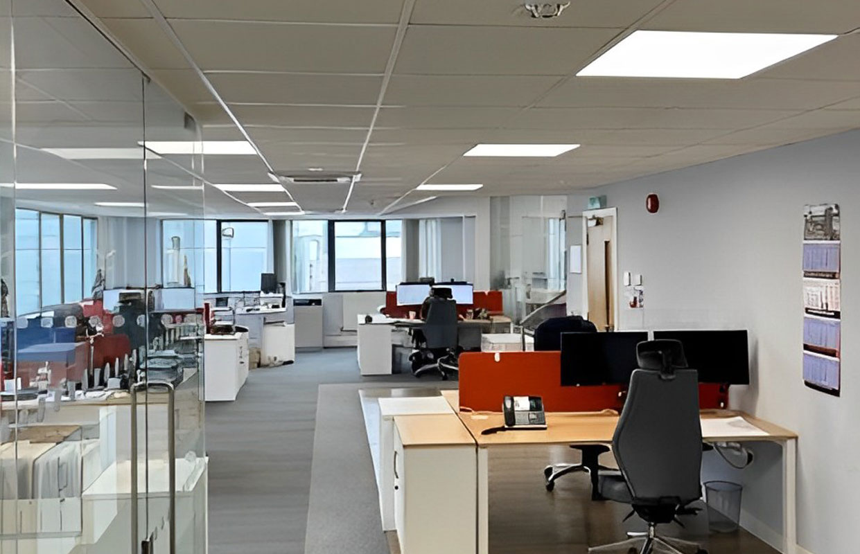 LED Flat Panel lights installed in offices at Lefort UK Ltd